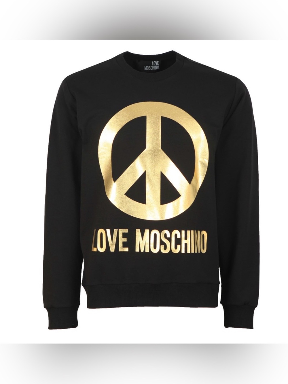 Love Moschino Black Gold Logo Crewneck Sweatshirt Medium Designer Luxury NWT